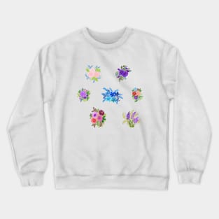 Watercolor flowers purple set Crewneck Sweatshirt